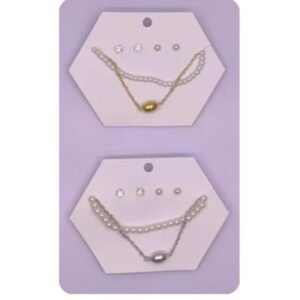 R4506-1-3 - Gargantilla con dige de ovalo tonos dorado y plateado, en material de fantasía