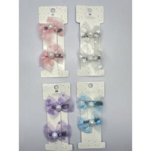 R4517-2-2 - Set pinza X2 piezas en tela brillante con apliques