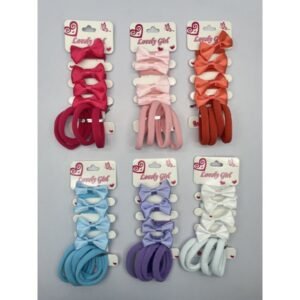 R4620-1-2 - Set coleros de moño y de tela en tonos pastel liso