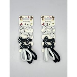 RS4815-9 - Set colero moño estampado de puntos y colero sencillo en tono blanco y negro