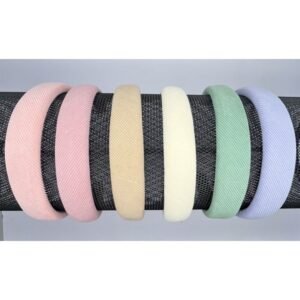 RS5103-12 - Diadema en tela con diseño acanalado surtida en tonos pastel.