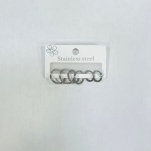 A4909-8 - 4 Set candonga x3 en acero inoxidable tipo hilo tono plateado