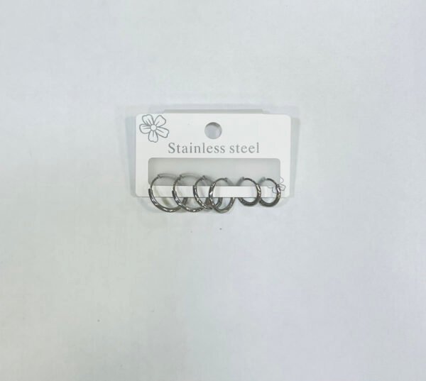 A4909-8 - 4 Set candonga x3 en acero inoxidable tipo hilo tono plateado