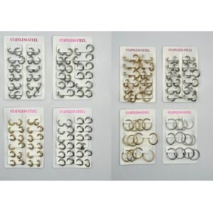AC5101-8 - Set candonga huggies en acero tono dorado y plateado delgada x12