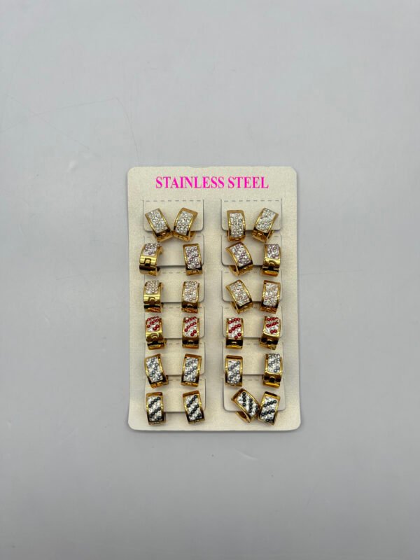 AC5101-9 - Set candonga huggies en acero tono dorado con murano x12